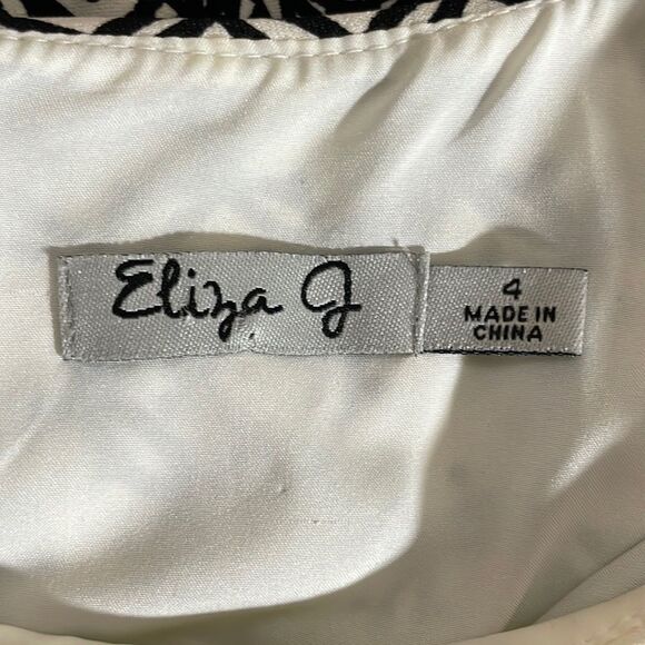 Eliza J Geometric Print 3/4 Sleeve Shift Dress Size 4 - Picture 12 of 14